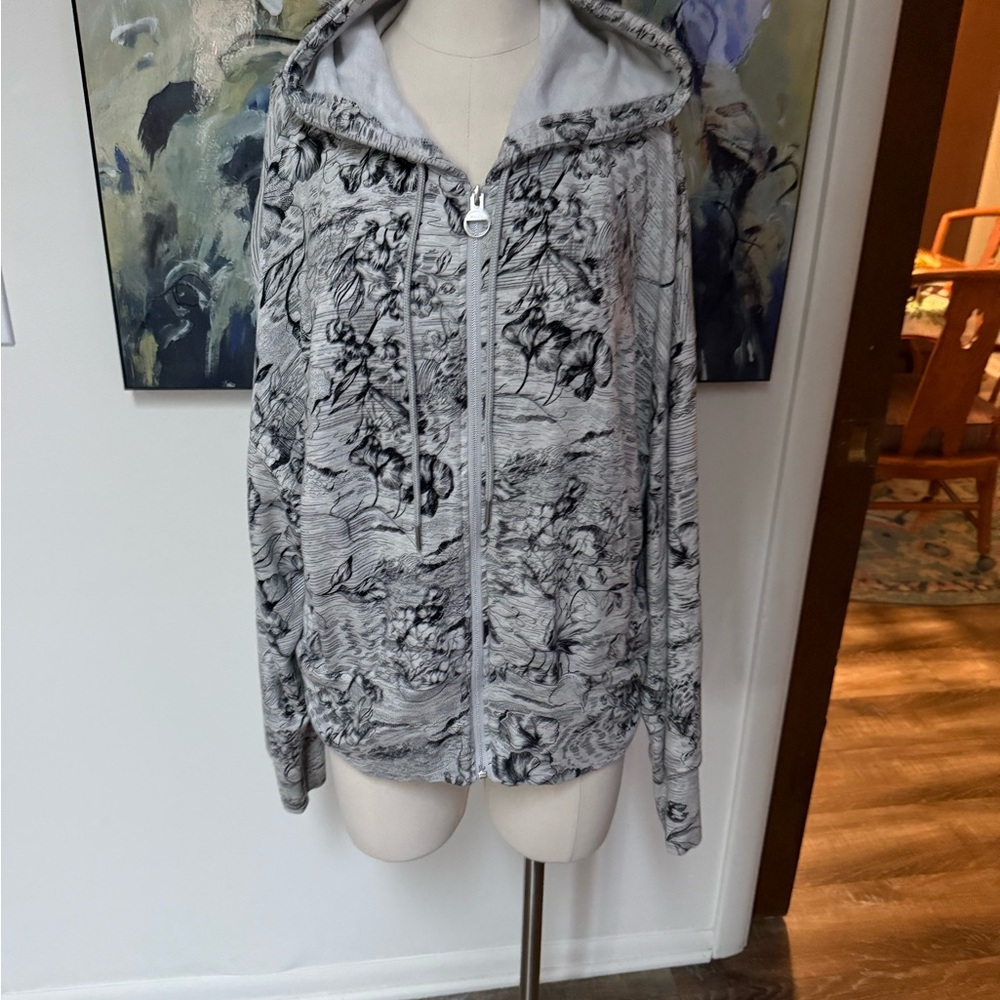 Athleta Eden Floral Black and Gray Zip Up Hoodie